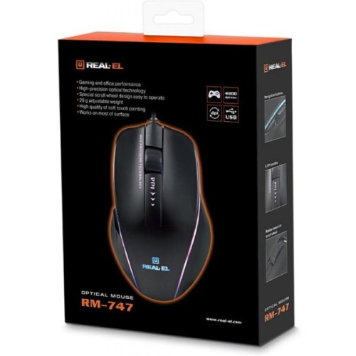 Мишка REAL-EL RM-747 USB Black (EL123200028)