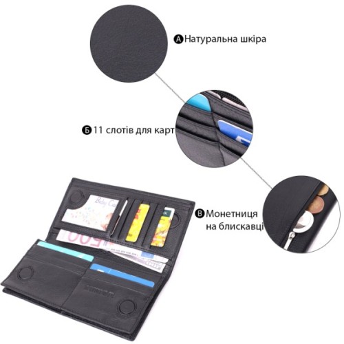 Гаманець ST Leather З натуральної шкіри Чорний (22540)