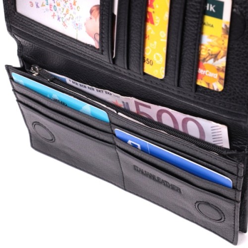 Гаманець ST Leather З натуральної шкіри Чорний (22540)