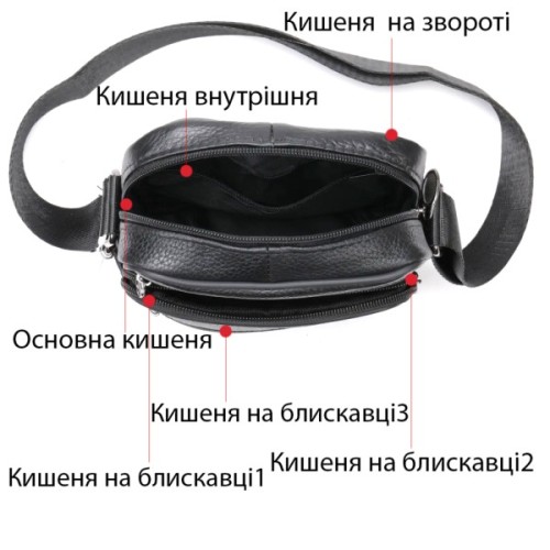 Сумка Vintage Месенджер Чорна (14992)