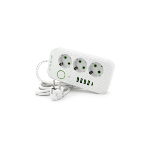 Мережевий фільтр живлення Voltronic F09U, 3 роз EU, 4USB White (F09U-White)