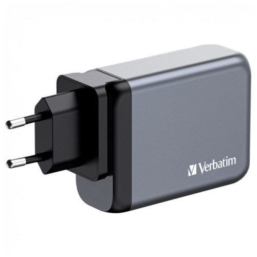 Зарядний пристрій Verbatim GaN 100 W 4 ports (2xUSB-C-100 W,USB-C 65 W /USB-A -3.0) (32202)