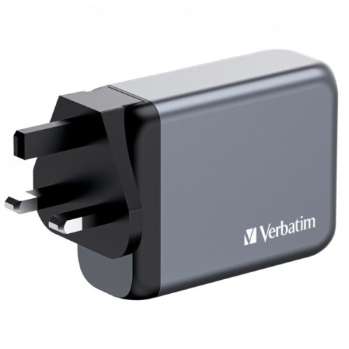 Зарядний пристрій Verbatim GaN 100 W 4 ports (2xUSB-C-100 W,USB-C 65 W /USB-A -3.0) (32202)