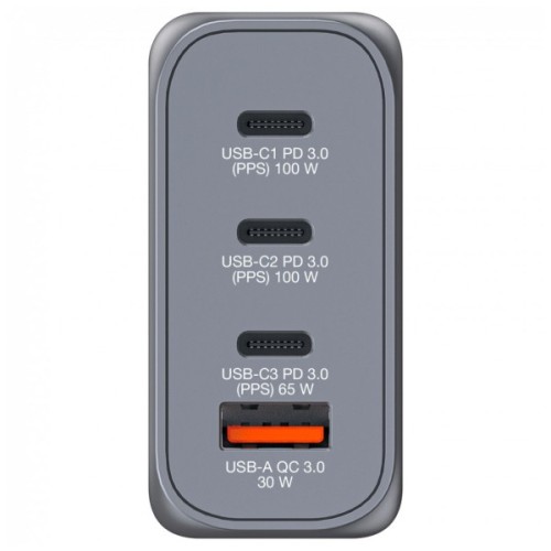 Зарядний пристрій Verbatim GaN 100 W 4 ports (2xUSB-C-100 W,USB-C 65 W /USB-A -3.0) (32202)