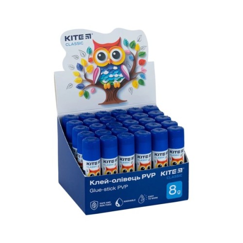 Клей Kite олівець з індикатором PVP Classic, 8 г (K-130)