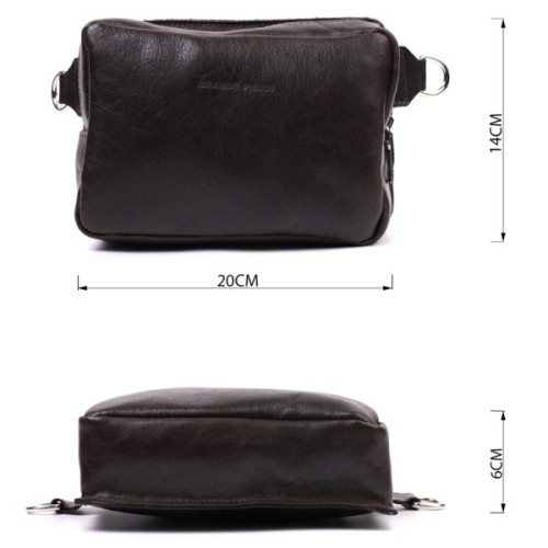 Сумка Grande Pelle Бананка з натуральної шкіри Коричнева (22575)