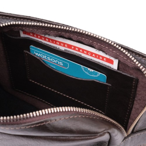 Сумка Grande Pelle Бананка з натуральної шкіри Коричнева (22575)