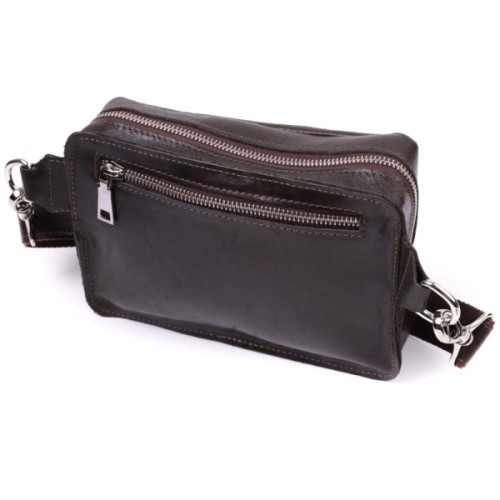 Сумка Grande Pelle Бананка з натуральної шкіри Коричнева (22575)