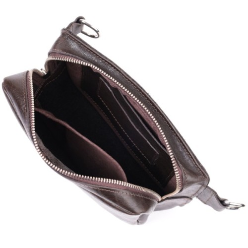 Сумка Grande Pelle Бананка з натуральної шкіри Коричнева (22575)