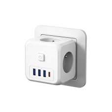 Зарядний пристрій Essager 3xUSB + 1xUSB-C 7-in-1 white (ECTAC-MFB02-Z)