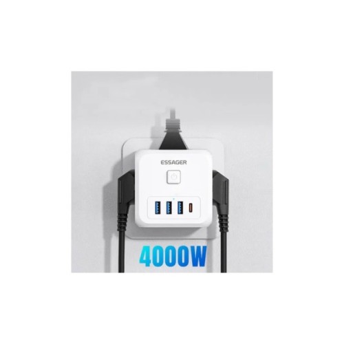 Зарядний пристрій Essager 3xUSB + 1xUSB-C 7-in-1 white (ECTAC-MFB02-Z)