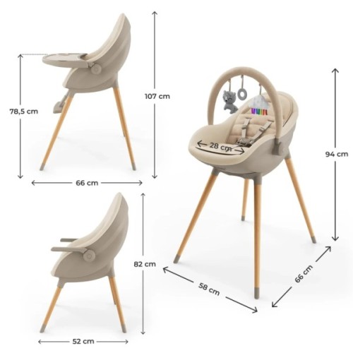 Стілець для годування Kinderkraft 2 в 1 Fini Up Beige (5902533930104)