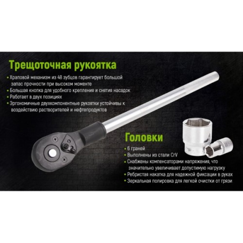 Набір торцевих головок Alloid 19-50мм, 3/4", 17шт. (НГ-6017М)