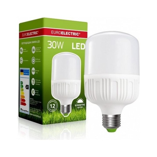 Лампочка EUROELECTRIC Plastic 30W E27 6500K 220V (LED-HP-30276(P))