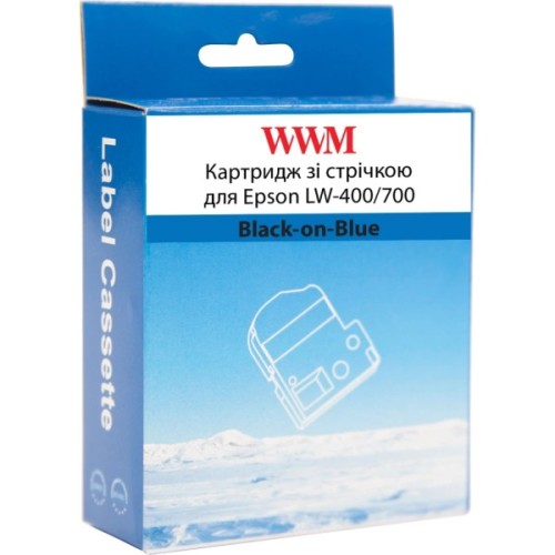 Стрічка для принтера етикеток WWM для Epson LW-400/700 18mm х 8m Black-on-Blue (WWM-SC18B)