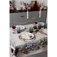 Скатертина Прованс гобеленова з велюром Снігова зима 135х180 см (037470)