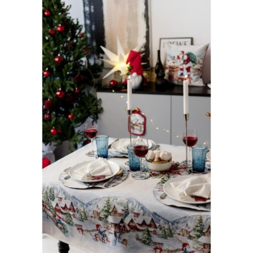 Скатертина Прованс гобеленова з велюром Снігова зима 135х180 см (037470)