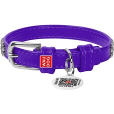 Нашийник для тварин WAUDOG Glamour з QR-паспортом "Стрази" XS Ш 12 мм фіолетовий (33089)