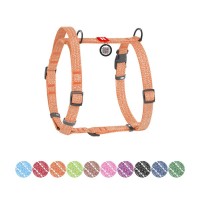 Шлея для собак WAUDOG Н-подібна Re-cotton з QR паспортом, світловідбивна M помаранчева (25924)