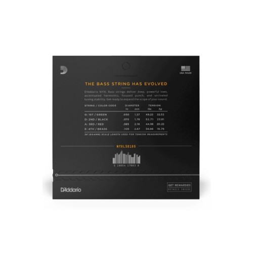 Струни для гітари D'Addario NYXL Bass Medium (50-105) (NYXL50105)