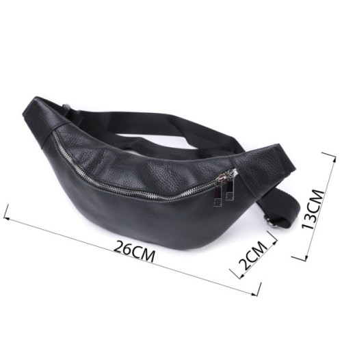 Сумка Shvigel Бананка унісекс з натуральної шкіри Чорна (22824)