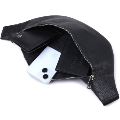 Сумка Shvigel Бананка унісекс з натуральної шкіри Чорна (22824)