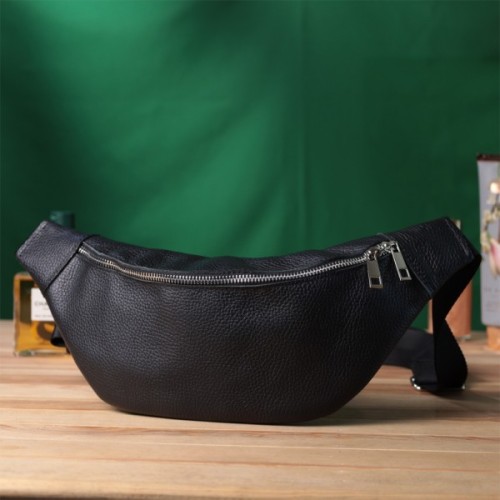 Сумка Shvigel Бананка унісекс з натуральної шкіри Чорна (22824)