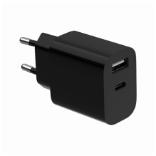 Зарядний пристрій Gembird 1xUSB-C + 1xUSB 12W black (TA-UC-2AC12-01-BK)