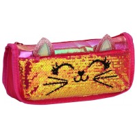 Пенал Cool For School 2 відділення з блискітками Червоно-рожевий (CF6706-rose)