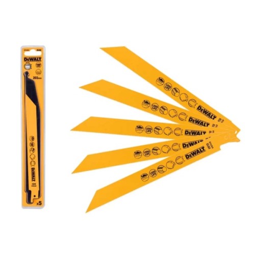 Полотно DeWALT для шабельних пилок, по металу, швидкий пропил, 203 мм, 18 TPI, 5 шт (DT2354)