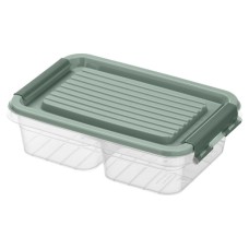 Харчовий контейнер Ardesto Fresh двосекційний 2х0.25л, пластик, прямокутна, зелений (AR1302G)