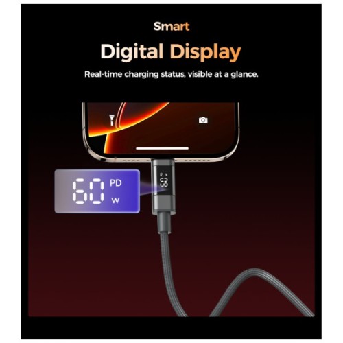 Дата кабель USB-C to USB-C 1.2m PD60W magnetic digital display nylon gray Choetech (XCC-1067-GY)