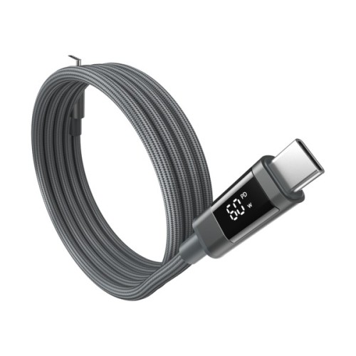 Дата кабель USB-C to USB-C 1.2m PD60W magnetic digital display nylon gray Choetech (XCC-1067-GY)