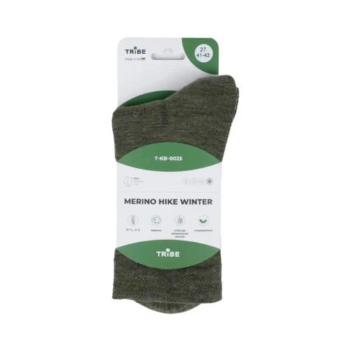 Шкарпетки Tribe Merino Hike Winter T-KB-0025-olive, 44-46 (T-KB-0025-olive-44-46)