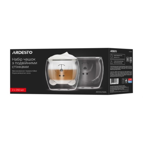 Набір склянок Ardesto Animals 250 мл 2 шт прозорий (AR2625BA)