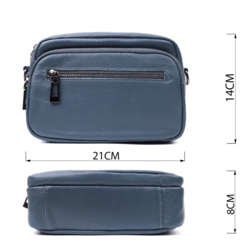 Сумка Vintage Жіноча з накладною кишенею з натуральної шкіри Синя (22641)