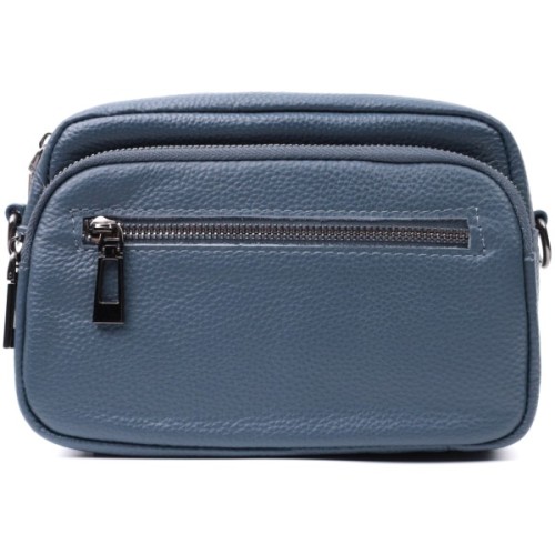 Сумка Vintage Жіноча з накладною кишенею з натуральної шкіри Синя (22641)