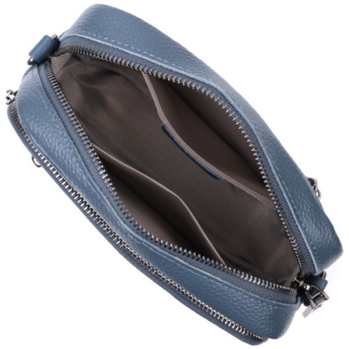 Сумка Vintage Жіноча з накладною кишенею з натуральної шкіри Синя (22641)