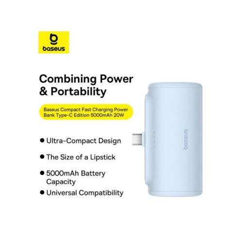 Батарея універсальна Baseus Compact 4900mAh 20W Lightning, White (PPWC05I) (P10068304212-00)