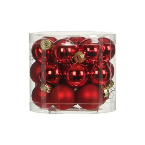 Ялинкова іграшка House Of Seasons Скляні кульки 24 шт D2.5 см Червоні (8718861800067)