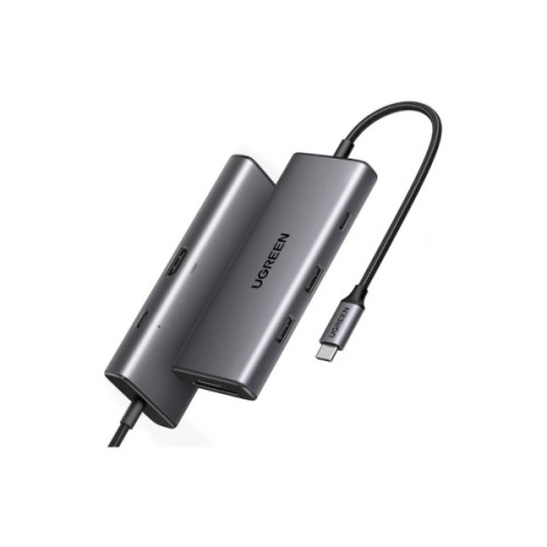 Концентратор Ugreen USB-C 7-in-1 2xUSB 3.0 + HDMI 4K30Hz + USB-C + SD/TF + PD 100W (15531)