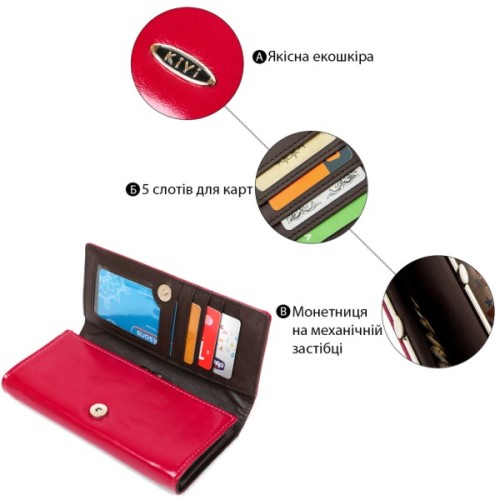 Гаманець Kivi З екошкіри Малиновий (19078)