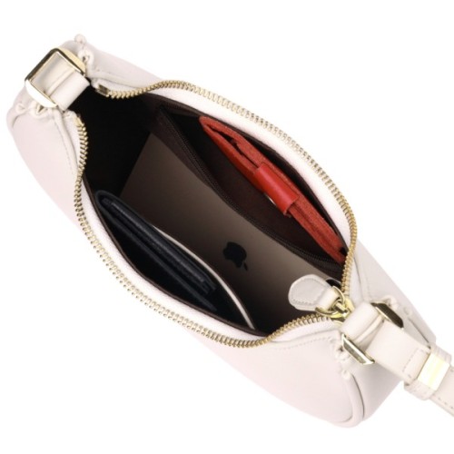 Сумка Vintage З натуральної гладкої шкіри Молочна (21287)