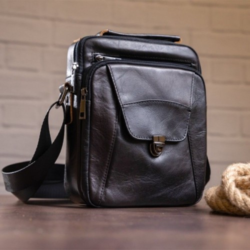 Сумка Vintage Зі щільної шкіри Чорна (14995)