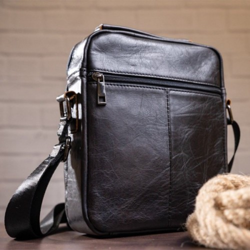 Сумка Vintage Зі щільної шкіри Чорна (14995)