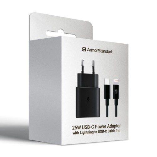 Зарядний пристрій Armorstandart AR-TA800 25W USB-C + cable USB-C to Lightning black (ARM77721)