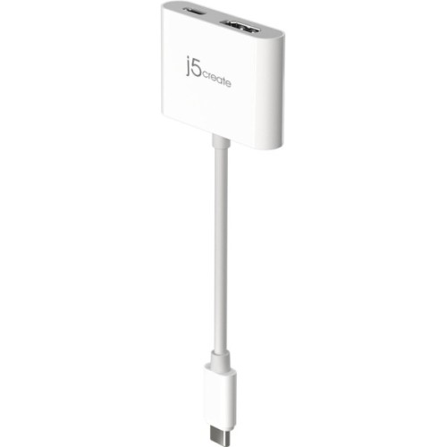 Перехідник USB-C M to HDMI F + USB-C F PD100W white J5create (JCA152-N)