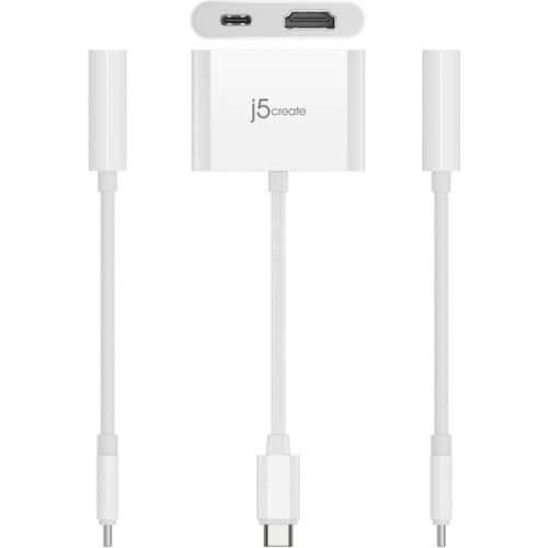 Перехідник USB-C M to HDMI F + USB-C F PD100W white J5create (JCA152-N)