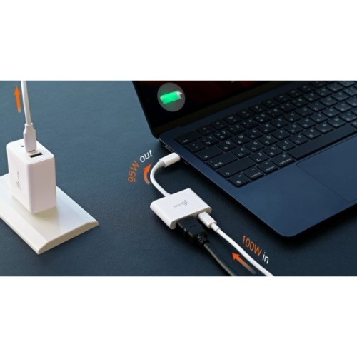 Перехідник USB-C M to HDMI F + USB-C F PD100W white J5create (JCA152-N)