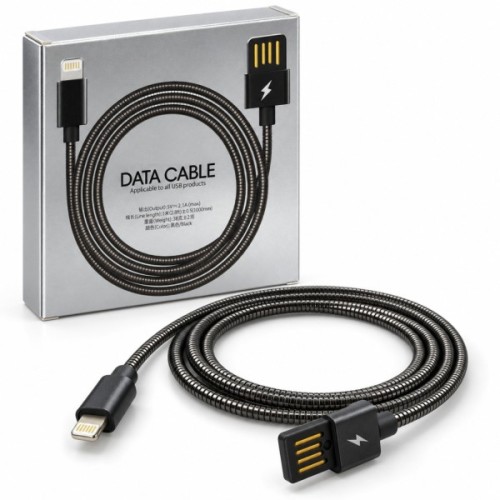 Дата кабель USB 2.0 AM to Lightning 1.0m 2.4A metal black XoKo (XK-CTL-001-BK)